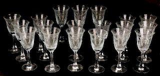 Set of 19 Tiffin "Chalfonte" Crystal Water Goblets