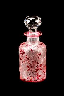 Baccarat Cameo Carved Cranberry Scent Bottle