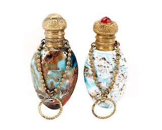 2 Venetian Glass Chatelaine Scent Bottles