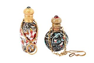 3 Venetian Glass Chatelaine Scent Bottles