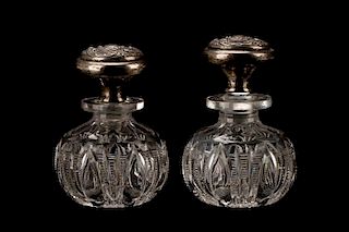 Pair, Gorham Sterling Mounted Cut Glass Perfumes