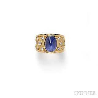 18kt Gold, Star Sapphire, and Diamond Ring, Julius Cohen
