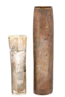 Two British Studio Art Glass Vases, Adam Aaronson