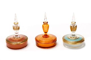 Set of 3 Fostoria Boxtle Perfume Combo Powder Jars