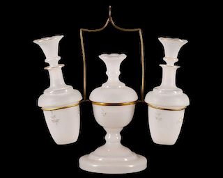 Unusual Victorian Enameled Glass Vanity Set