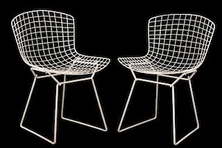 Pair of Bertoia Style Enameled Wire Side Chairs