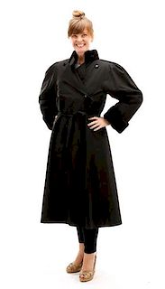 Ladies Charles Romain Black Faux Fur Lined Trench