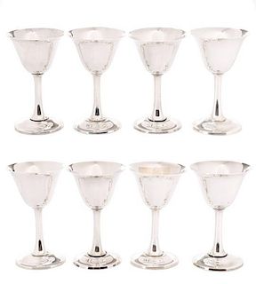 Set of 8 Wallace Sterling Silver Wine Goblets