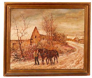 George Vaughan Curtis, "Winter Walk", Oil