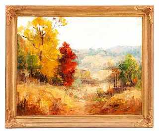 American School, "Autumnal Landscape", Oil