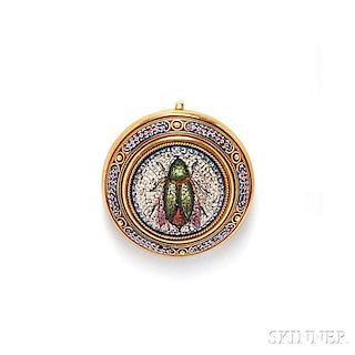 Antique 18kt Gold and Micromosaic Brooch