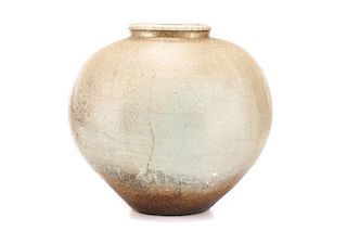Curt Brill Raku Fumed Pottery Vase, Signed