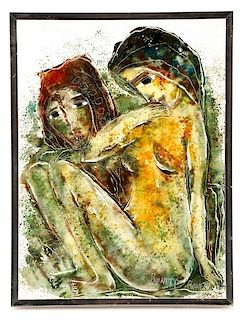 Calvin Waller Burnett, "Crouching Nudes", Oil