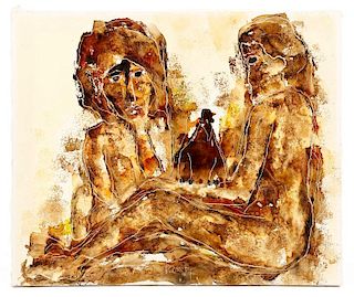 Calvin Waller Burnett, "Nudes with Dove", Oil