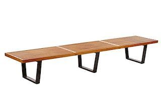 George Nelson Style Long Maple Platform Bench