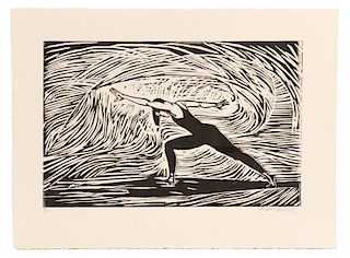 William Tolliver, "Dancer", Woodblock Print, 1992