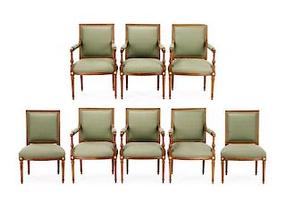 Eight Louis XV Style Neoclassical Dining Chairs