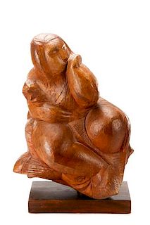 Lorrie Goulet, "Contemplation", Carved Wood, 1981