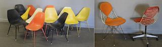 Midcentury Lot of Bertoia and Eames Style Chairs.