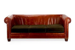 Lauren by Ralph Lauren Leather & Corduroy Sofa