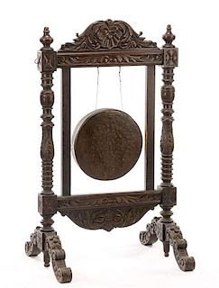 Victorian Carved & Ebonized Wood Dinner Gong