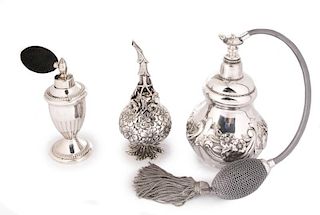 Three Late 19th/Early 20th C. Silver Scent Bottles