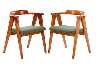Pair, New Hope School Style Stained Oak Chairs