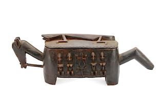 Dogon Carved Horse Form Large Wooden Box