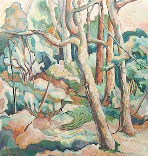 * Jean Carruthers Wetta, (American, 20th Century), Untitled (Forest landscape)