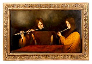 Joseph Dawley, "The Flutists", Oil on Canvas