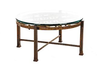Industrial Cast Iron Glass Top Coffee Table