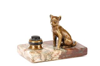 Continental Bronze Servant Bell, Dog Motif