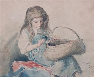 Artist Unknown, (19th Century), Girl Weaving a Basket, 1890