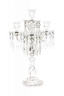 A Molded Glass Four-Light Candelabrum, Height 19 inches.