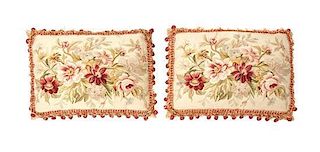 A Pair of Needlepoint Pillows, Height 19 x width 27 1/2 inches.