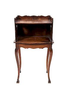 A Louis XV Style Mahogany Side Table, Height 32 x width 17 x depth 11 1/2 inches.
