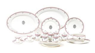 A French Porcelain Partial Dinner Service, Diameter of first 9 inches.