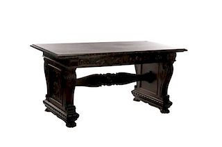 English Renaissance Revival Style Library Table