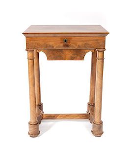 An Empire Mahogany Work Table, Height 28 1/2 x width 20 1/2 x depth 14 inches.