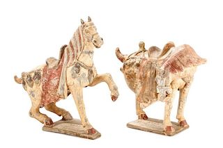 Pair of Large Tang Dynasty Style Pottery Horses