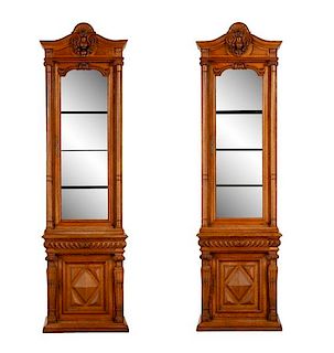 Pair, Renaissance Revival Oak Display Cabinets