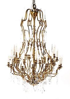 Palatial Baroque Style Brass 32 Light Chandelier