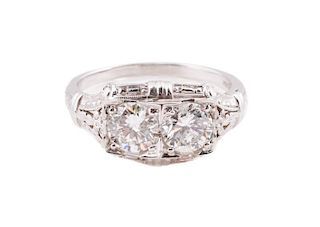 Ladies 18k White Gold & Two-Stone Diamond Ring