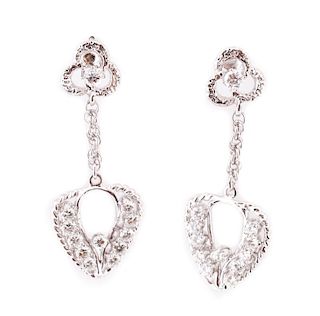 *Ladies 14k White Gold & Diamond Dangle Earrings