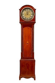 English Mahogany Inlaid 8 Day Tall Case Clock