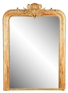 French Louis Phillip Giltwood Gesso Carved Mirror