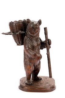 Black Forest Carved Bear Tantalus Stand