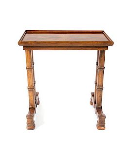 A Biedermeier Style Burlwood Side Table, Height 20 1/2 x width 20 x depth 13 1/2 inches.