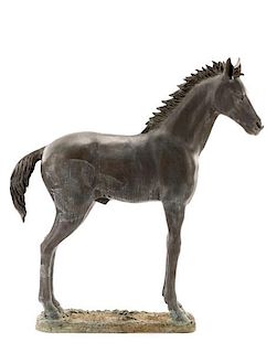 Large Bronze Garden Sculpture "Standing Horse"