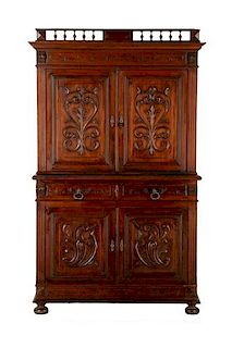 Continental Baroque Style Carved Oak Cabinet
